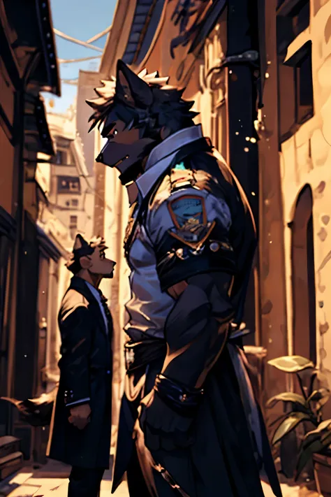 ((best quality)), ((masterpiece)), (detailed),((Orcs)),Gray Wolf,Formal wear,Act cool,office,individual,modern,Gray suit,Tempting,((furry)),hairy,front