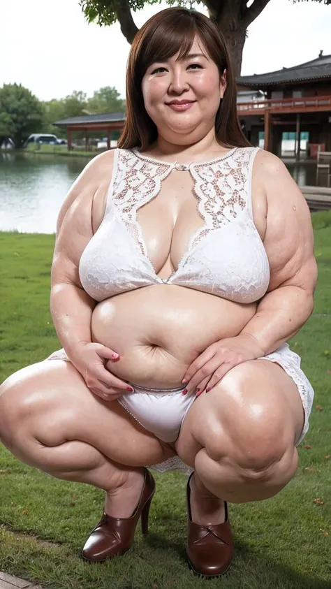 (((Photo Composition))), gravure, highest quality, Very detailed, Realistic, Very detailedskin, Perfect Anatomy, (Japanese MILF),80 years old, big breasts, Mature Woman, Sexy, Chromo White Skin, View your viewers,((((obesity)))),((Double chin)),((Big belly...