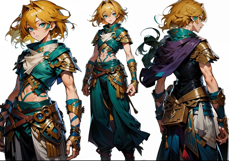 a couple of anime characters with different outfits and weapons, male protagonist 👀 :8, anime character design, detailed anime character art, best anime character design, rpg concept art character, high quality character design, young male ( ( character co...