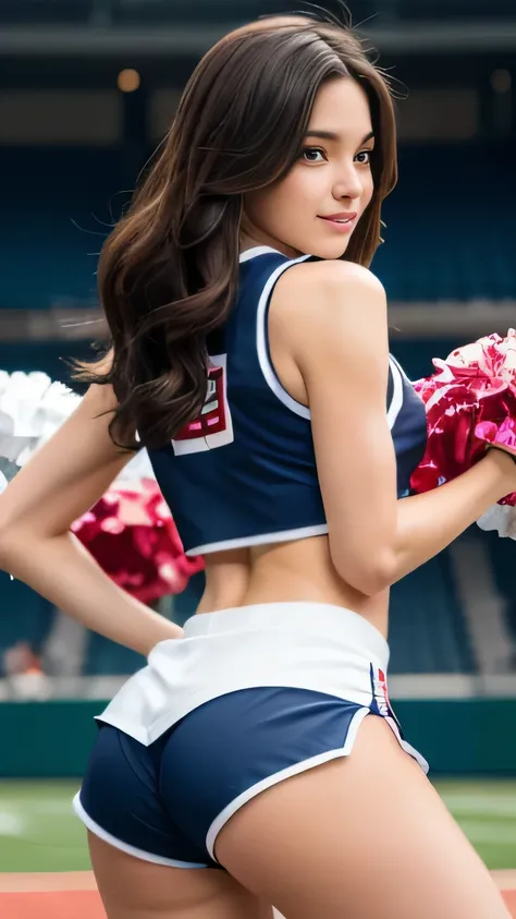 highest quality, masterpiece, Ultra-high resolution, (Realistic:1.4), RAW Photos, 32K Portrait, Very detailed, Cowboy Shot, Dynamic pose, 

One girl, 16 years old, The most famous Japanese idol、Japan&#39;s most popular cheerleader, Wearing only sleeveless ...