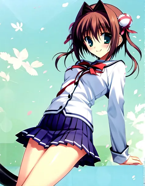 asakura_yume,brown hair,medium chest,aqua eye,white skin,school,kazami academy uniform,smile,