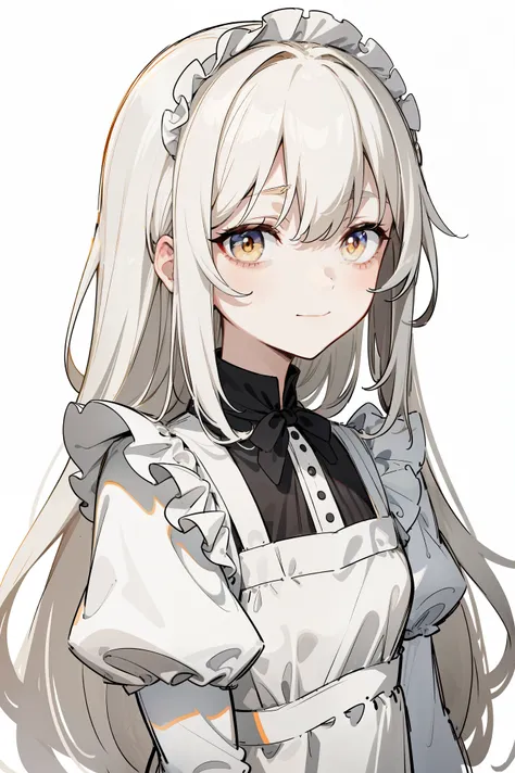 (masterpiece, best quality, ultra high quality, by quan, sketch:1.1), ((portrait)), 1girl, solo, human girl, young with long hair, very long hair, gray white hair, straight hair, blunt bangs, hair between eyes, ((golden eyes, white pupils)), bags under eye...