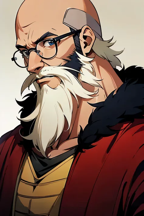 ((JRP)), ((2D)), (Game character), (anime), bald white man, glasses, beard in a jrpg style old game