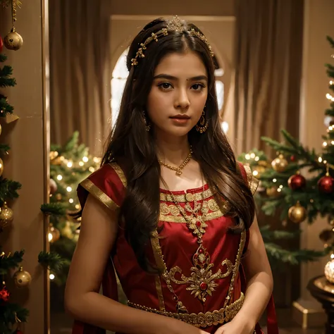 A 12 year girl in dynasty wearing ornaments