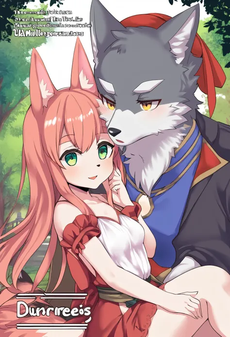 High-quality illustrations, doujinshi cover_page, highres, absurdres, The story of the meeting of a girl and a wolf,