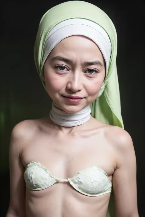 ((Old lady:1.5)), ((FLAT CHEST:1.6)), (Happy smile), (((HIJAB MALAY GIRL))), masutepiece, High quality, UHD 32K, Realistic face, Realistic skin feeling , A Japanese Lady, 58 years old matured lady, , Very cute and baby-like face, (((FLAT CHEST))), (Night t...