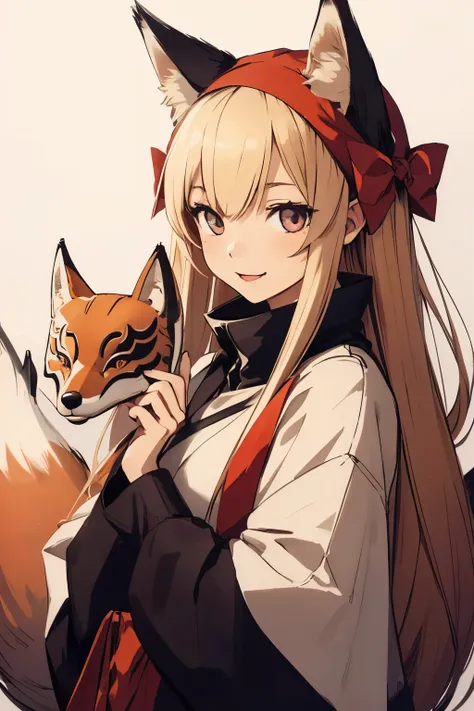 Illustration of a girl wearing a fox mask