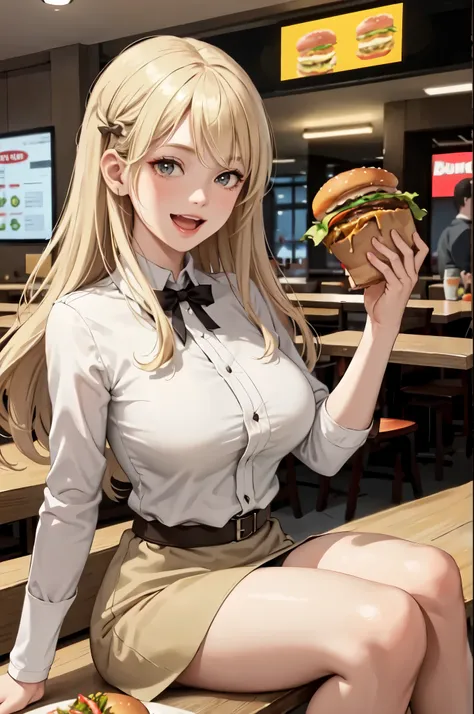 fast food drink on her lap