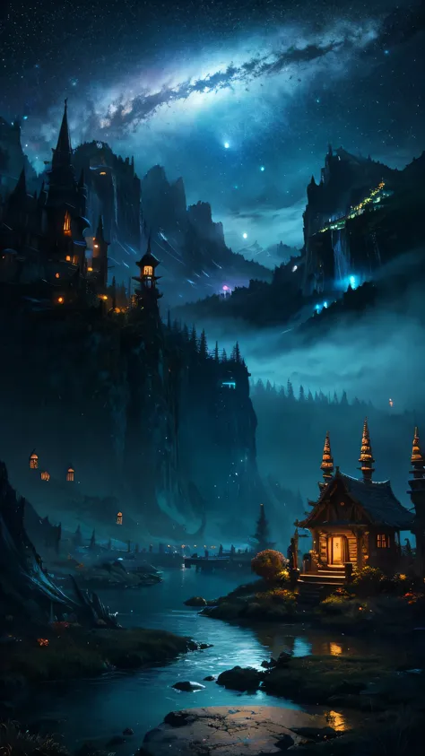 Highest quality,Fantasy,Night view