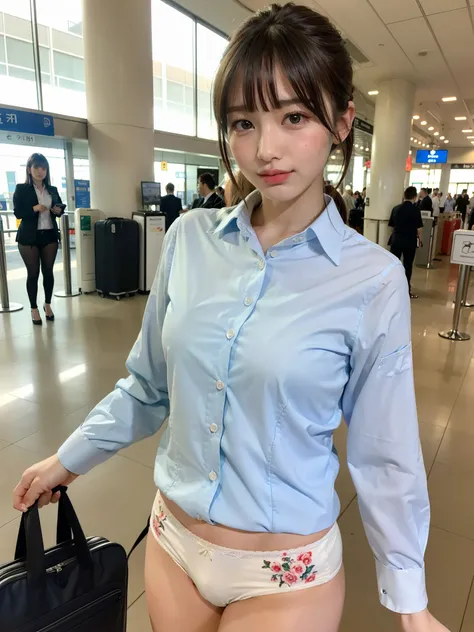 ((Best of the highest quality, 8k, Masterpiece: 1.3, raw photo)), Sharp focus: 1.2, (1 AESPA, slim body type female, 21 y/o: 1.1), (Solo: 1.2), (realistic, photo-realistic:1.37), face focus, cute face, finely eyes, (small breasts, flat chest, Thigh: 1.3), ...