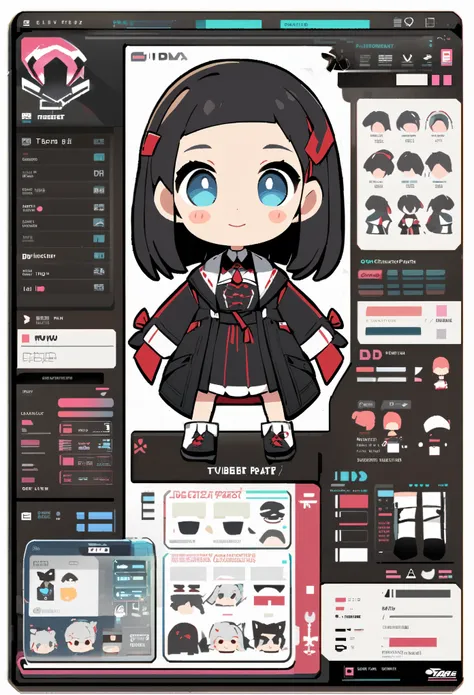 live2D character parts template, parts asset,live 2D vtuber model asset,