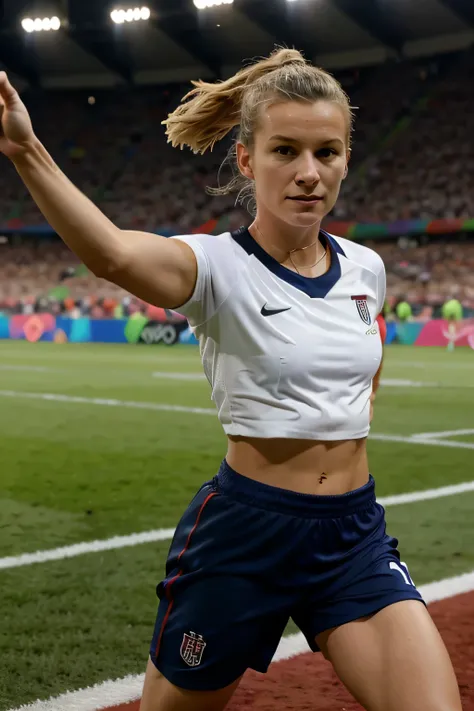 imagine amandine henry playing football in a crowded olympics stadium