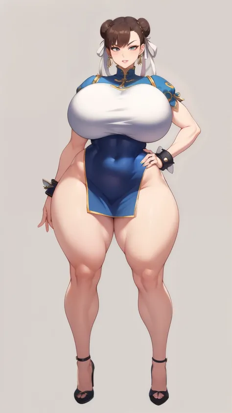 Big Breasts, Big Hips, Full Body Shot, Mature mother, Voluptuous thighs, Full calf, Seductive mature woman, Perfect body, Plus Size Model, Sailor suit, Wearing high heels,Miniskirt Uniform, Chunli,