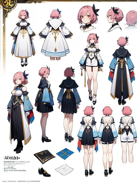 ((Masterpiece, Highest quality)), Detailed face, character sheets, full bodyesbian, Full of details, very long red hair, angelic design, Highly detailed, Depth, Many parts, 1 character, clear outfit design, outfit design, [ character design ], character ad...