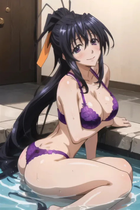 Himejima Akeno、Long Hair、(draw the eyes:1.2)、one person
、blush、smile
、(You can see her chest)
、(Butt Exposed)
、Soaking wet
、Sit down
、underwear
、(highest quality)
、(Fine skin:1.3)


