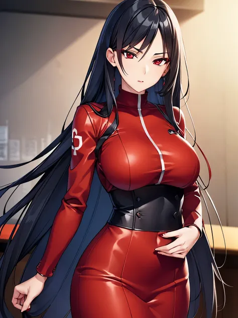 a woman in red ,black hair, red eyes, classroom
masterpeace, best quality, (extremely detailed cg:1.4), highly detailed faces