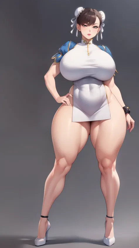 Big Breasts, Big Hips, Full Body Shot, Mature mother, Voluptuous thighs, Full calf, Seductive mature woman, Perfect body, Plus Size Model, Sailor suit, Wearing high heels,Miniskirt uniform, Chunli, 