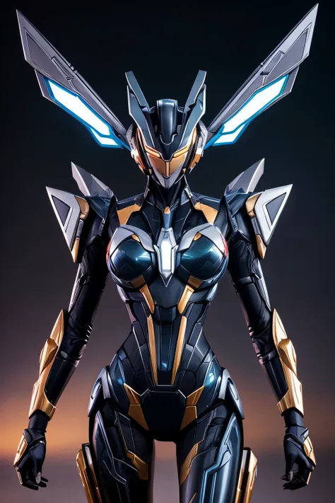 Fusion of Transformers, Evangelion, and DC Comics Vixen – a female Mech character with a sleek, ultra-sharp, and ultra-focused design. Her melanin-rich dark skin shines under the 8k UHD spotlight, highlighting every intricate detail of her mechanized form....