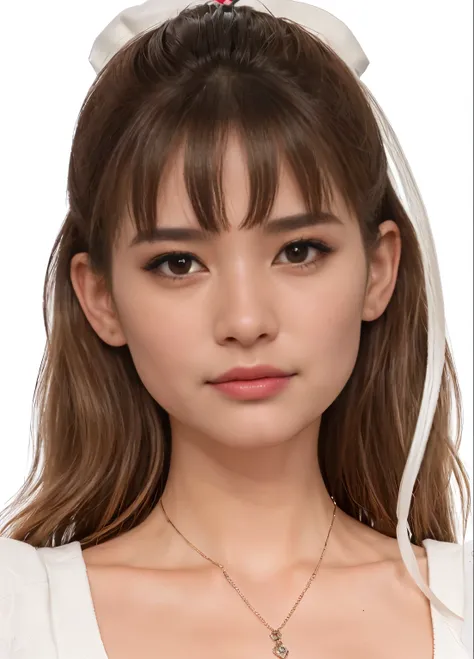 um close de uma mulher com um colar e um colar, inspirado em Sim Sa-jeong, with very altamente detalhado face, detalhado realistic face, realistic detalhado face, pele brilhante, altamente detalhado realistic face, detalhado and realistic face, realistic a...