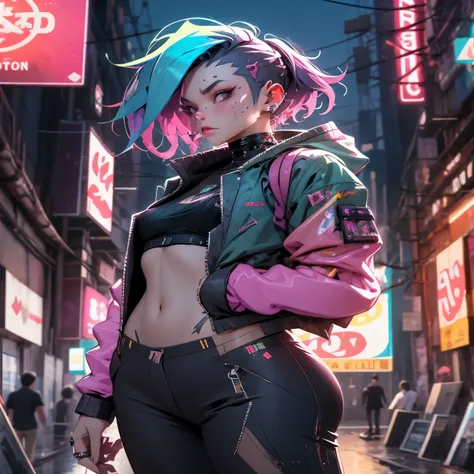 ((best quality)), ((masterpiece)), (highly detailed body and face:1.3), 3D, Beautiful (cyberpunk:1.3), unreal engine:1.4,Ultra realistic CG K, photorealistic:1.4, texture skin: 1.4, young man with hair shaved on the sides and a petrol blue mohawk, VERY DET...