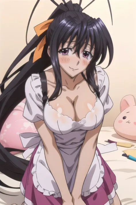 Himejima Akeno、Long Hair、(draw the eyes:1.2)、one person
、blush、smile
、Embarrassing、Comforting
、Crouch down、Put your hand on your chest
、Apron appearance
、(highest quality)
、(Fine skin:1.3)


