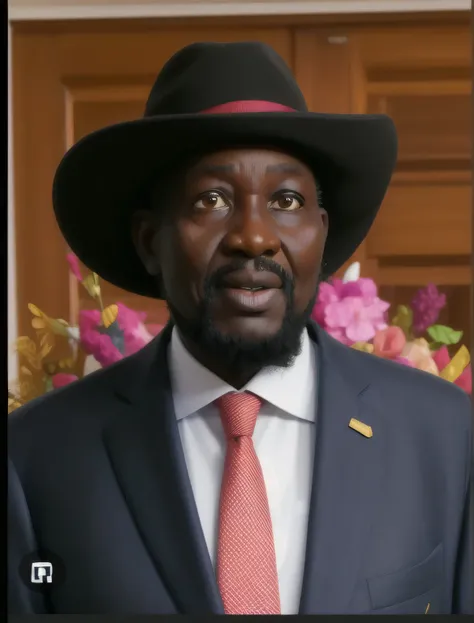 President of South Sudan   , de piel oscura , he is 73 years old,realista Detallado Hd estilo Pixar, tiene arrugas 