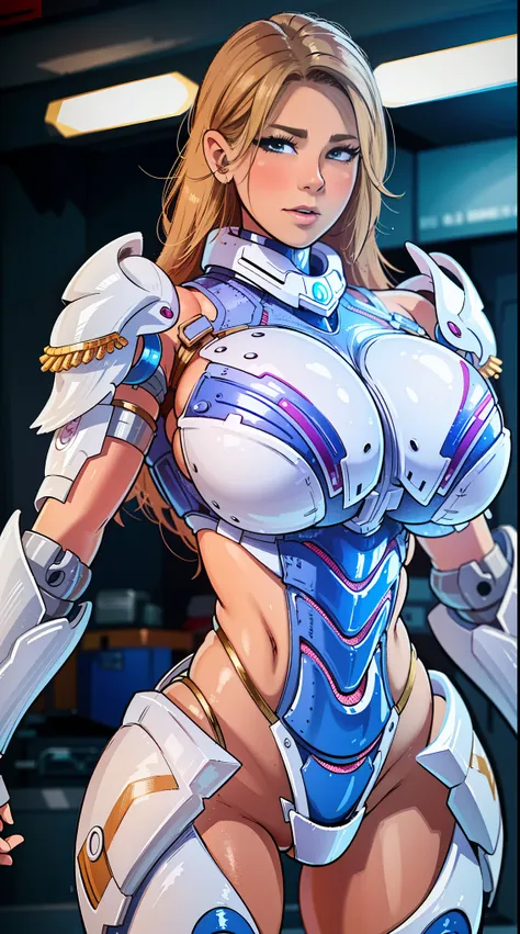 super girl, huge , mecha heavy armor, cleanness, muscle body, sexy.