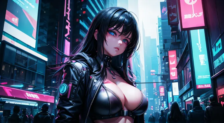 Cyberpunk,
Female,
Bursting tits,
crowded
Neon lights,
futuristic scenery,
perfect depiction of eyes,
perfect expression,
