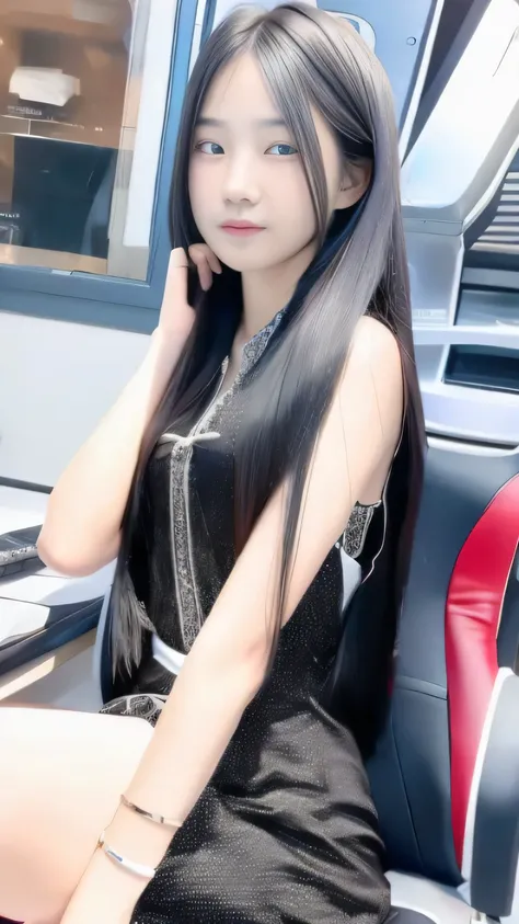 ultra hd, the 8k quality, girl with, very long hair, black blur dress, detailed eyes, front capture, unreal enginee 5,