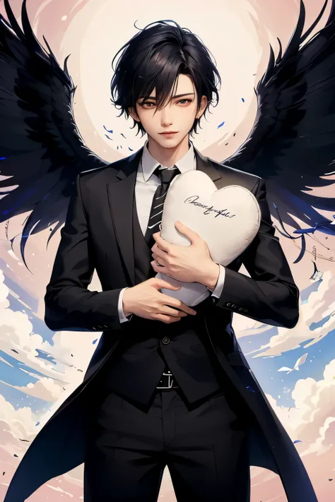 
Counterfeit-V3.0, ReV Animated, cupid man, boy, wings, clouds in background, black hair, sparkles, large sholders, black clothes, pants, men, close face, no datails face, looks like jiwoong from ZeroBaseOne, marked jaw and less v line face, suspicious smi...