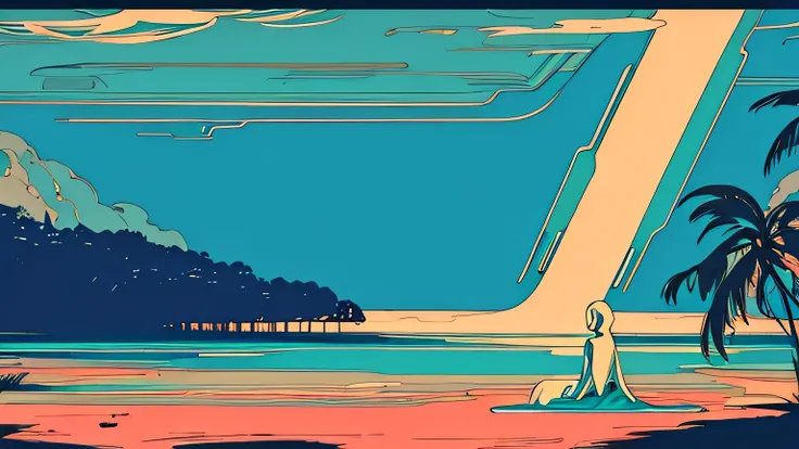 master piece, alone, Futuristic, yet, lofi, retro, vintage, Ghost, (( no human)), (( no person )), (( looking away )), ((Vivid and beautiful nature)),  ((Paradise)), ((Paradise))