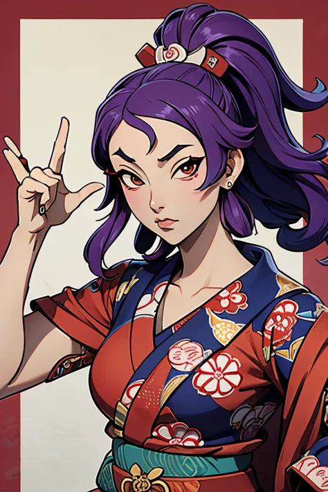 Ukiyo-e art female geshia hard gangsta rapper swagger pose