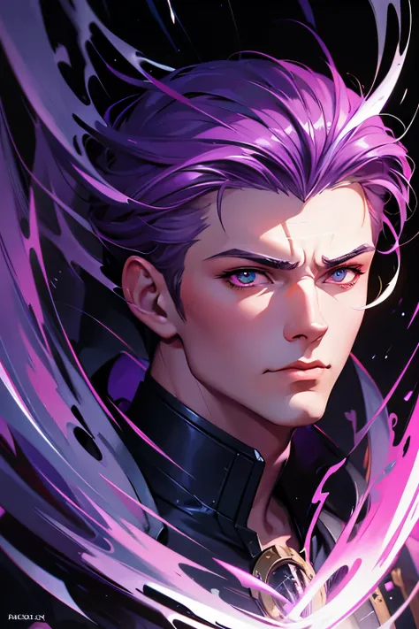 character, high resolution, digital art by loish + rossdraws + artgem + sandara, brush strokes, painterly, impressionist style, dorse, face, artistic, man, thunder, storm, purple
