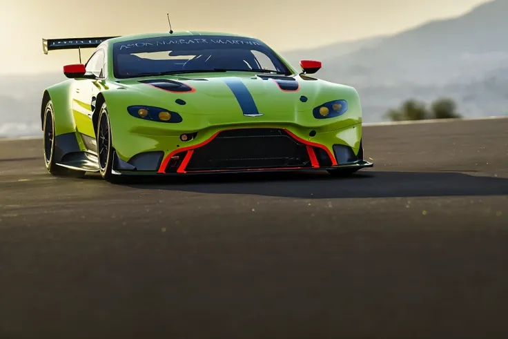 aston martin v8 vantage amr gte, cinematic lighting, award winning, masterpiece, (best quality:1.3), super detail, 4k, uhd, hdr