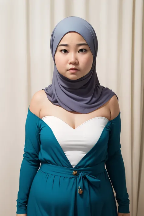 ((Chubby:1.6)), ((Flat Chest)), Naked, Angry pose, Angry face, (((HIJAB MALAY GIRL))), masutepiece, High quality, UHD 45K, Realistic face, Realistic skin feeling , A Malaysia Lady, 18 years old, , Very cute and baby-like face, (((FLAT CHEST))), (MATRIX WOR...