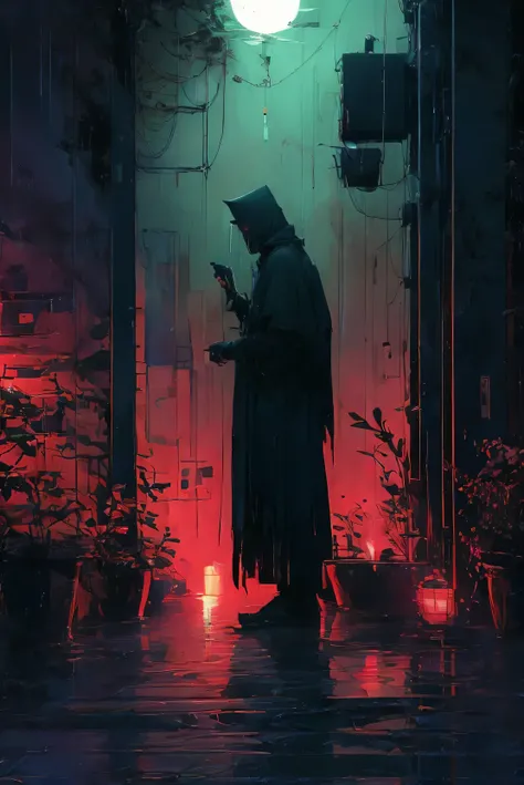 Full body shot: 1.5, (((night, dark, vampire))) Hood opens his mouth,Bare fangs, Red and Black background, Optical, Panoramic lighting, Atmospheric perspective, at night, dark, poll: 5D , Clear facial features, Vampire wings spread, Impressive details, Sup...