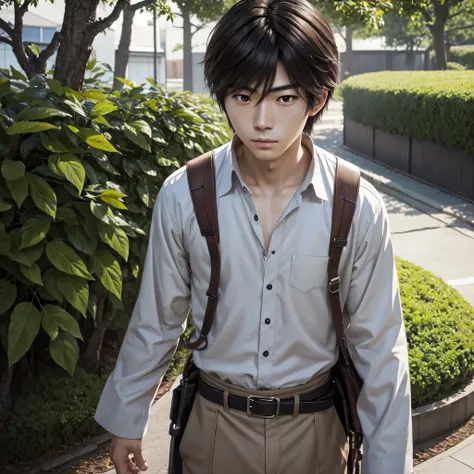 character anime: Sakurai Tomoki, 20 years, close up, all intricate details, realistic human