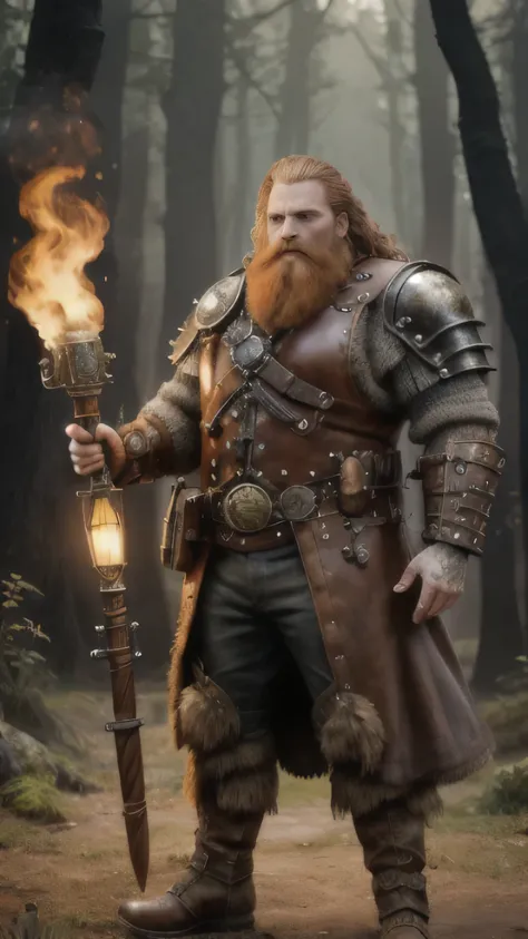 steampunkai, Kristofer Hivju as Tormund Giantsbane, fur steampunk suit, big steampunk ax, leather steampunk boots, standing, near the steampunk forest, (1man), (solo), (full body view), beautiful detailed glow, detailed, cinematic light, intricate detail, ...