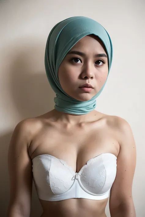 ((Chubby:1.6)), ((Flat Chest)), Naked, Angry pose, Angry face, (((HIJAB MALAY GIRL))), masutepiece, High quality, UHD 45K, Realistic face, Realistic skin feeling , A Malaysia Lady, 18 years old, , Very cute and baby-like face, (((FLAT CHEST))), (MATRIX WOR...