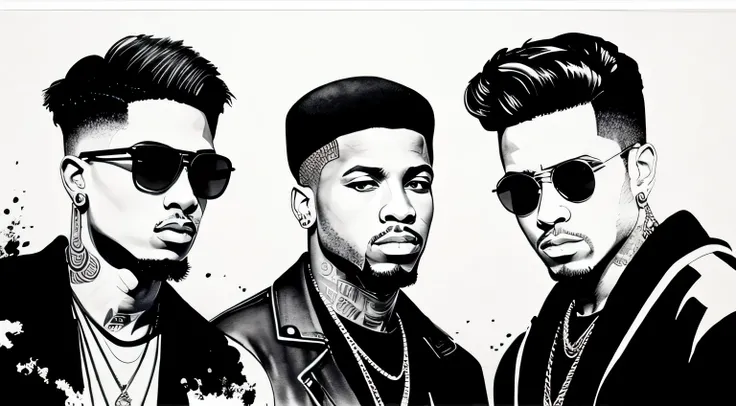 Ink painting style　male　Hip Hop Fashion