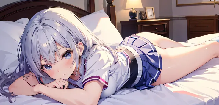 (Best Quality:1.3)、1girl asia、a miniskirt、Cinderella、Cute anime illustration、,wearing cheerleading uniform,spreading her legs,showing detailed panties,race panties,focus panties,front view,dynamic angle,pov,cowgirl position,sexual position,having sex,in ho...