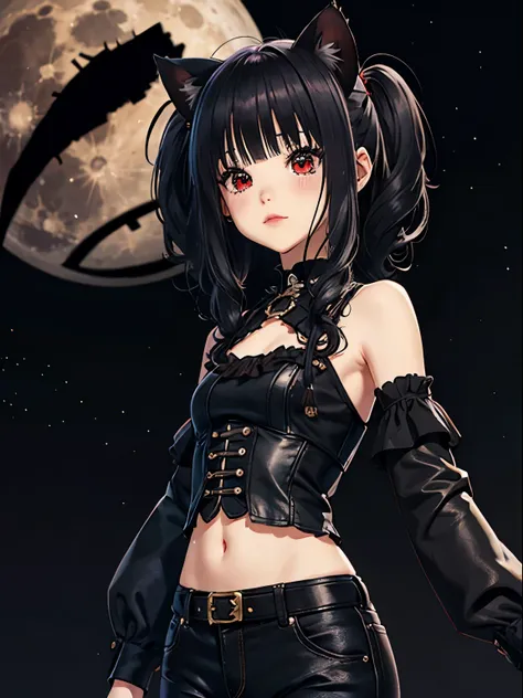 a 20 year old woman、,((long hair slightly wavy slightly past the shoulders, black bangs, small black pigtails on the sides, cute...