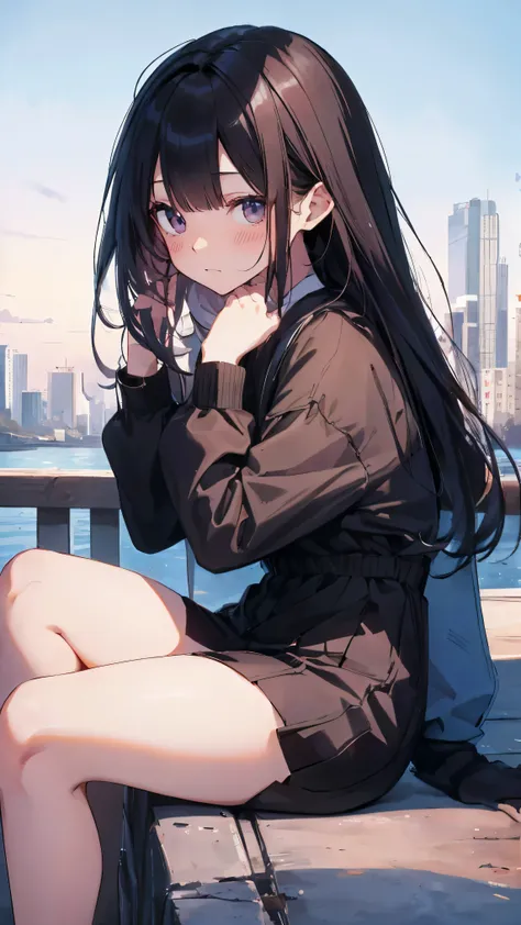 Masterpiece、Highest quality、highest quality、Black Hair、(((Lori)))、((((Petite))))、Shiny hair quality、Small face、Sitting、Super detailed, beautiful, wide eyes、Ultra-detailed, clear and beautiful faces、(cute illustration:1.2), High-resolution, ultra-detailed, ...