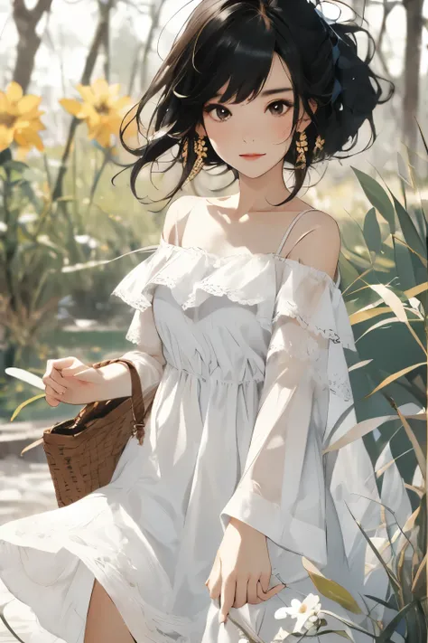 Off-shoulder dress，A girl