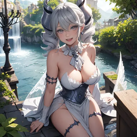 ((masterpiece)),(best quality), ((extremely detailed CG unity 4k wallpaper)),(cinematic lighting), (an extremely delicate and beautiful evil girl:1.3),face, fixed eye, hand fixed (++silver hair++), pink eyes, long hair, jewelry,earrings, :d, maid, labrynth...