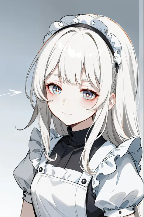 (masterpiece, best quality, ultra high quality, by quan, sketch:1.1), ((portrait)), 1girl, solo, young with long hair, pure white hair, straight hair, blunt bangs, ((pale gray eyes, white eyes, white pupils)) ((white pupils)), (colored eyelashes, white eye...