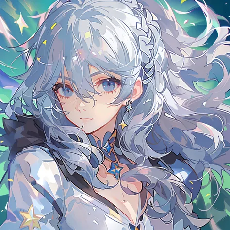 woman with grey hair, beautiful eyes, gacha splash art, honkai star rail