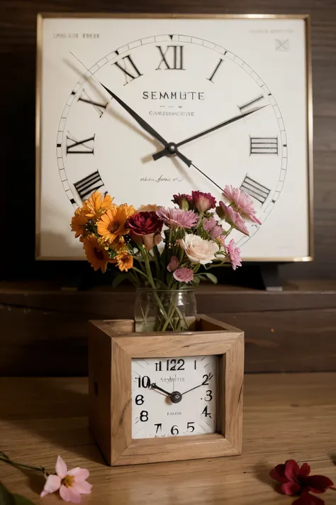 create an image of a square with a clock made of flowers, semelhante ao de garanhuns pernambuco