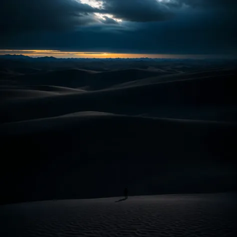 desert、Dark Dawn、Dark Sky、heavy clouds、alone、