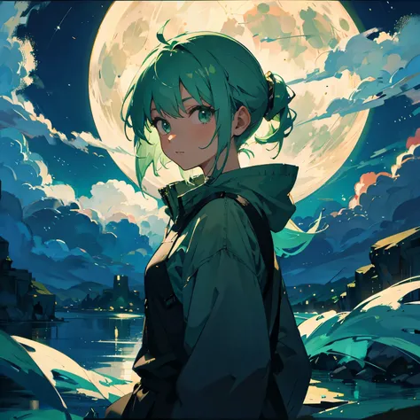 moon　Green Hair